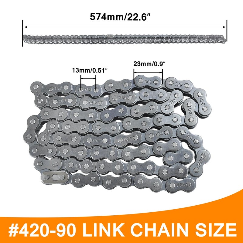 HOLATO Front #420 Roller Chain 42 + Rear 90 Link with Drive Chain Breaker Kit for 196cc 212cc 6.5hp Coleman CT200U CT200U-EX BT200X Baja Warrior Hensim Massimo MB165 MB200 Mini Bike Heavy Duty Parts - Image 5